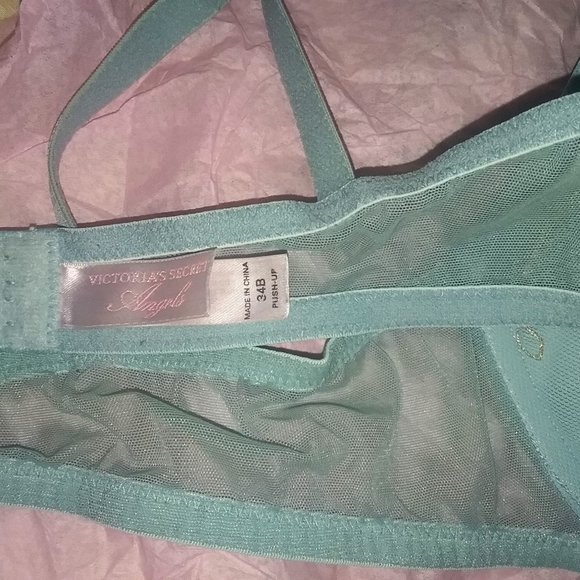 Victoria's Secret Angels Light Blue Embroidered Push-Up Bra 34B - Picture 3 of 4